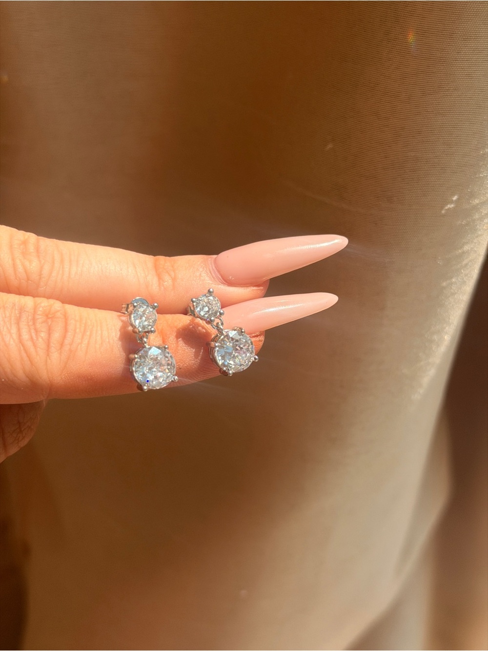 Diamond Drop Earrings - Picture 3 of 4